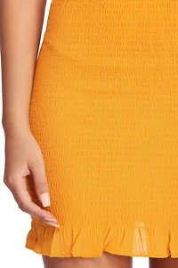 Smocked Ruffle Mini Skirt
