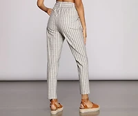 Linen Stripe Tapered Pants
