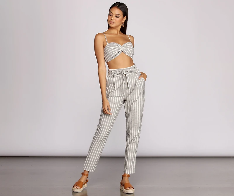 Linen Stripe Tapered Pants