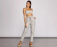 Linen Stripe Tapered Pants
