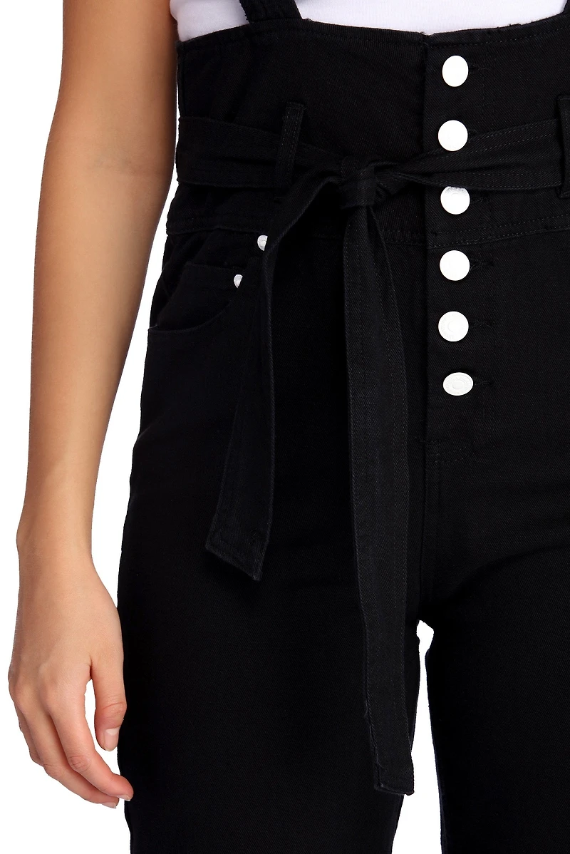 Button Up High Waist Overalls