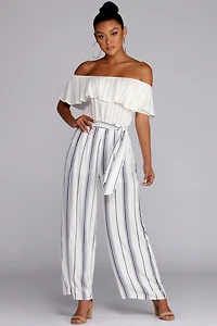 Fluttery Feels Striped Jumpsuit