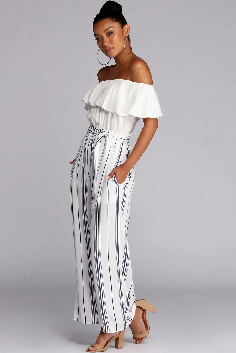 Fluttery Feels Striped Jumpsuit