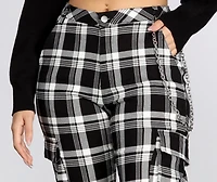 Plaid Chain Link Cargo Pants