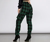 Plaid Chain Link Cargo Pants