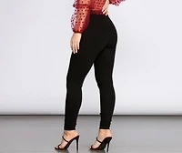 High Rise Twill Skinny Stretch Pants