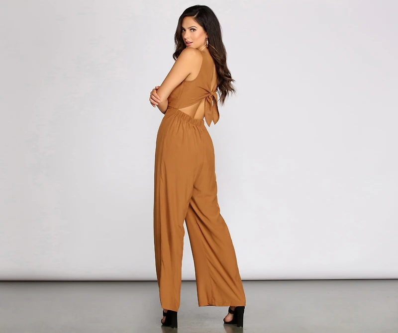 Twist Front Tie Back Jumpsuit