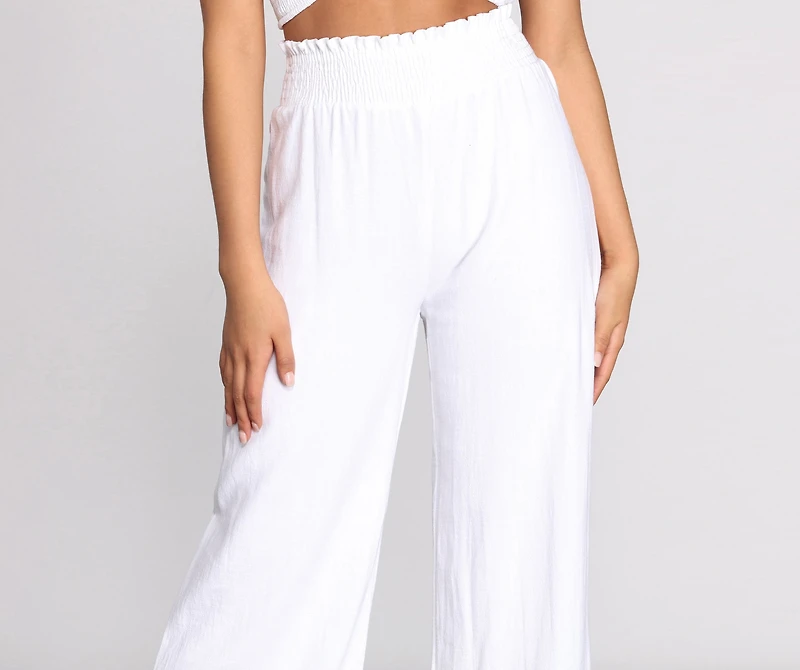 Day At The Hamptons Smocked Linen Pants