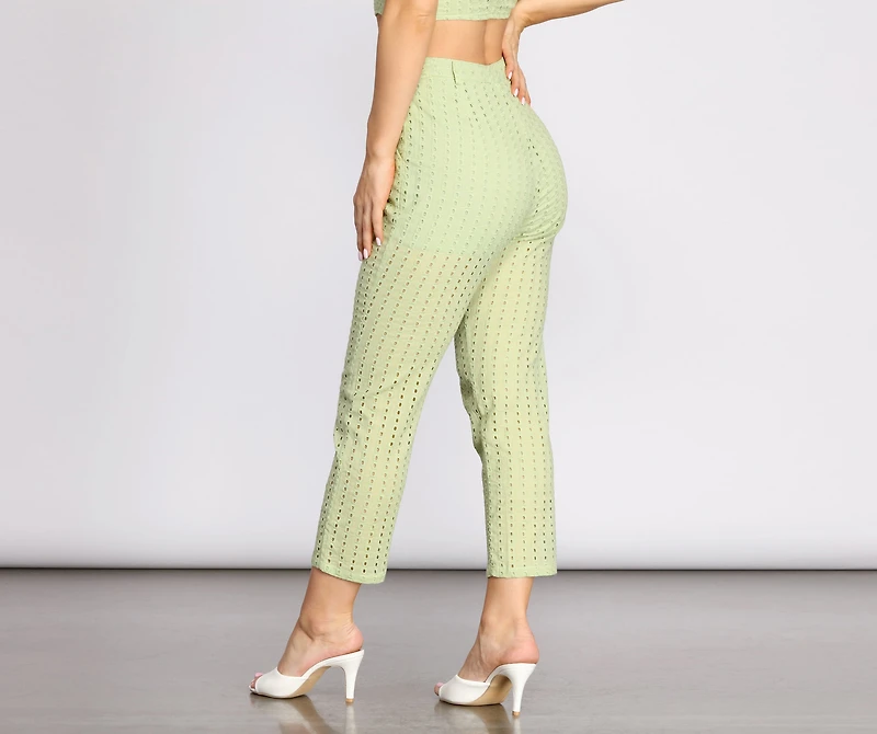 Take A Cue Tapered Eyelet Pants