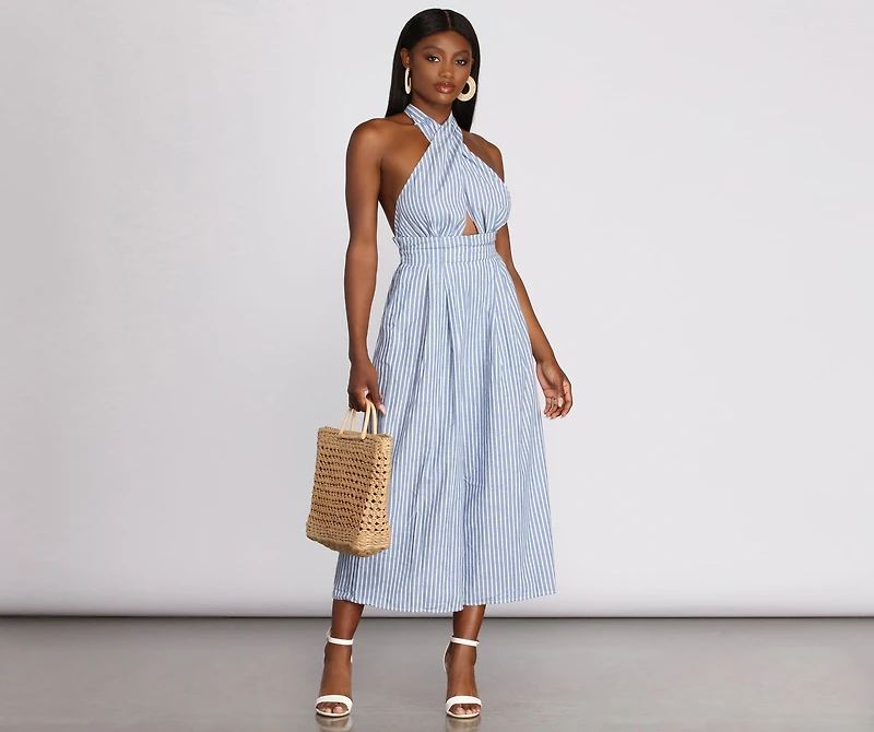 Spring Fever Stripe Halter Jumpsuit
