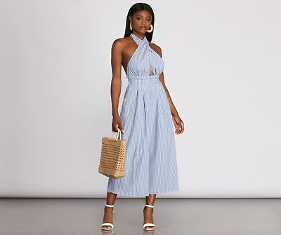 Spring Fever Stripe Halter Jumpsuit