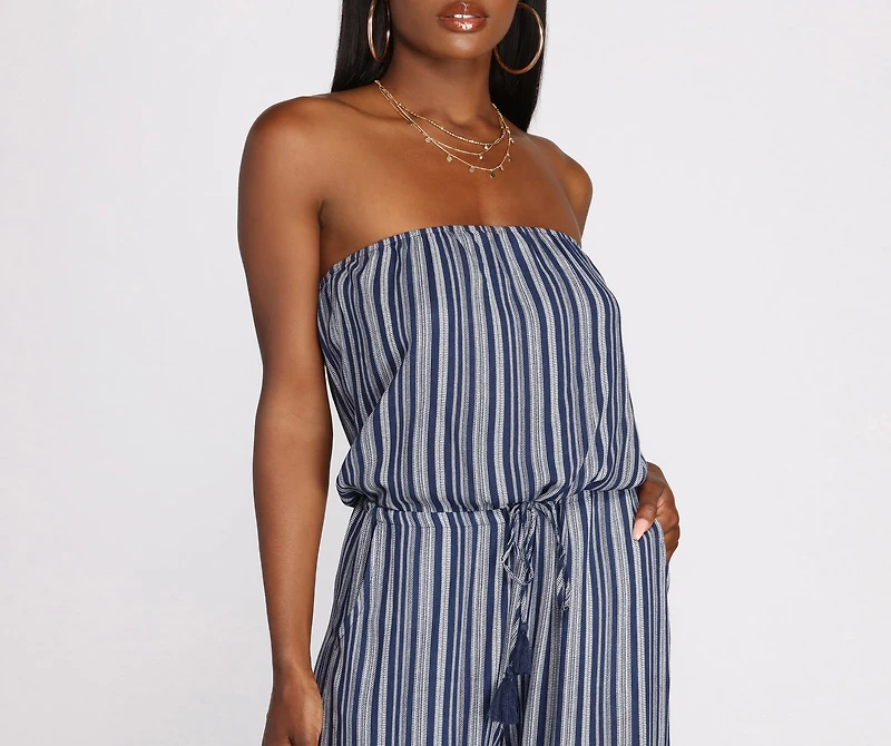Good Times Strapless Stripe Jumpsuit