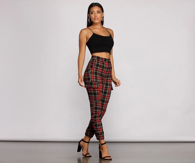 Perfectly Plaid High Waist Joggers