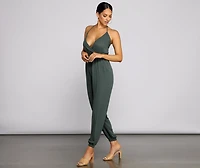 Essential Chic Surplice Gauze Jumpsuit