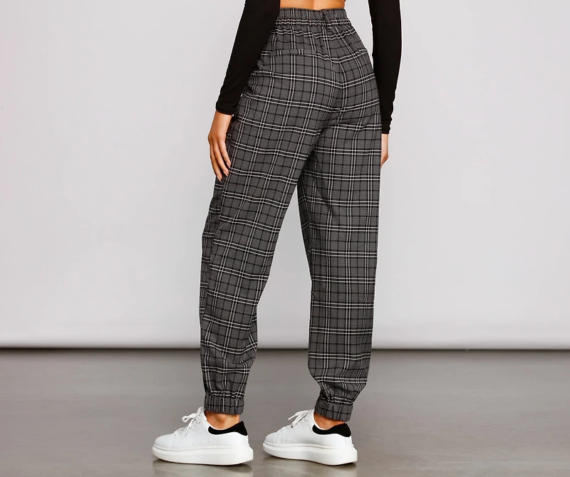 Keeping It Classy High Rise Plaid Jogger