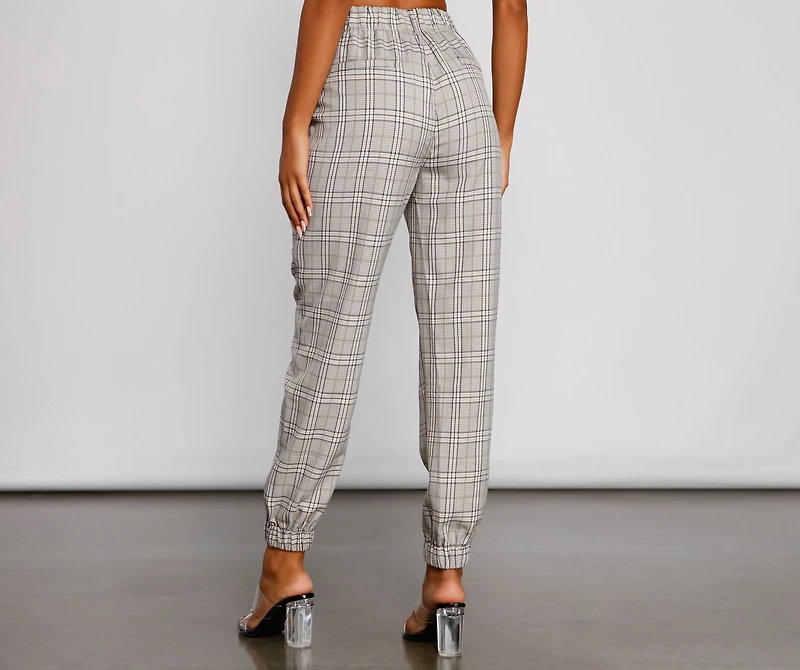 Keeping It Classy High Rise Plaid Jogger