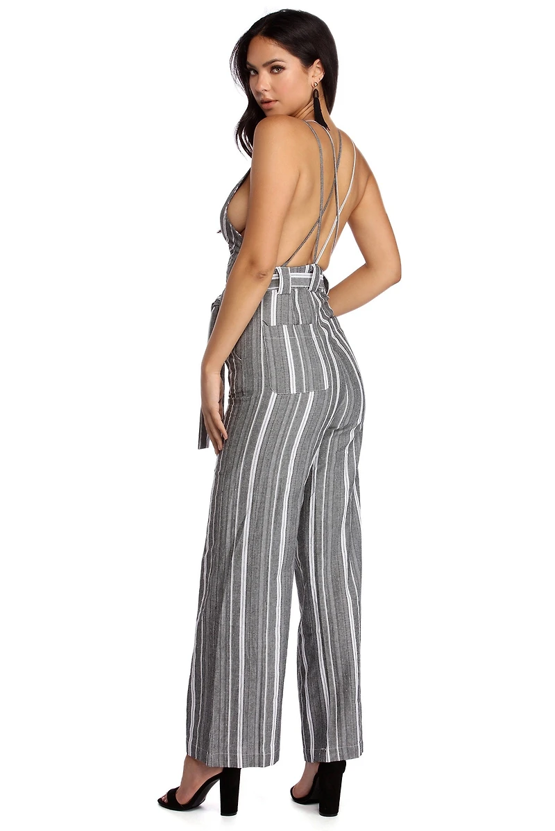 Striped For Success Jumpsuit