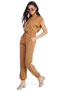Utility Linen Jumpsuit