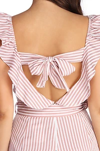 Ruffled And Striped Jumpsuit