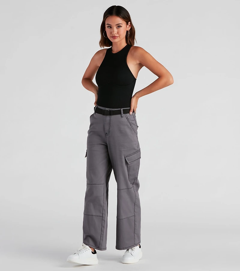 High Ranks Wide Leg Cargo Pants