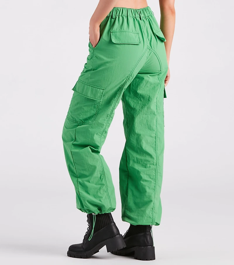 The Bottom Line High-Rise Parachute Cargo Pants