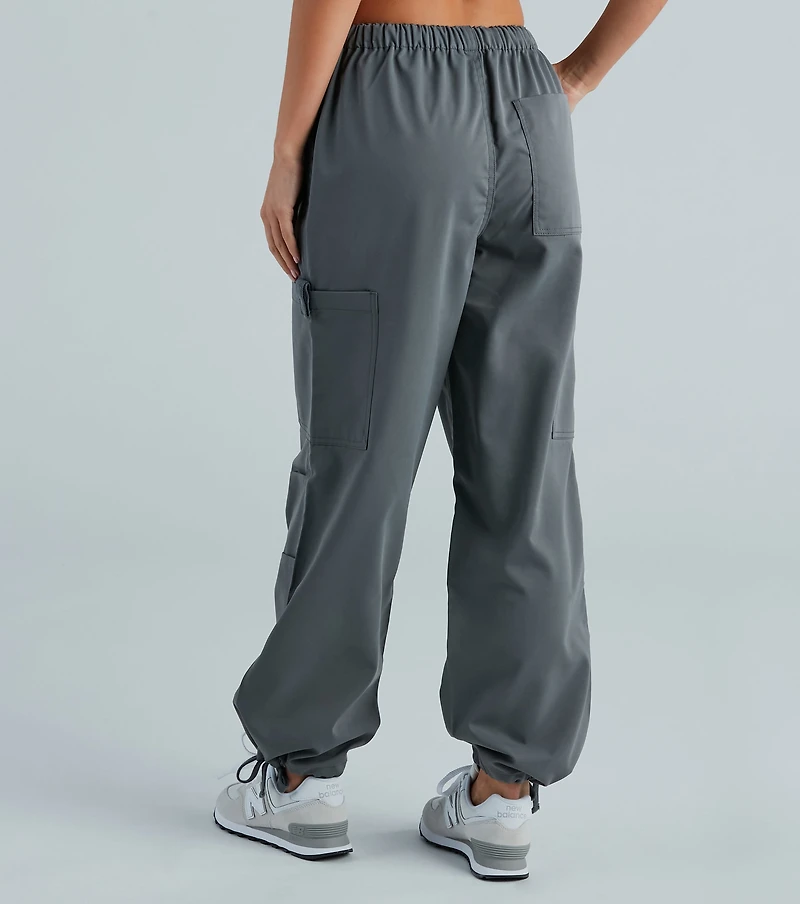 Movin' On Up High-Rise Parachute Cargo Pants