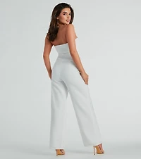 Weekend Attitude Strapless Woven Wide-Leg Jumpsuit
