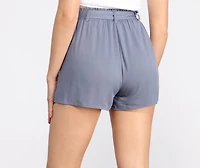 Preppy Paper Bag Tie Waist Shorts