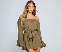 Casually Stylish Off The Shoulder Gauze Romper