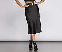 Minimalist Satin Midi Skirt