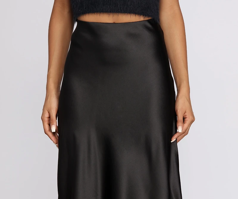 Minimalist Satin Midi Skirt