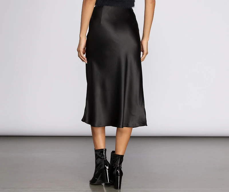 Minimalist Satin Midi Skirt