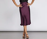 Minimalist Satin Midi Skirt