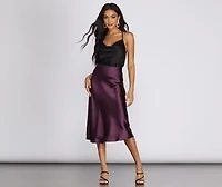 Minimalist Satin Midi Skirt