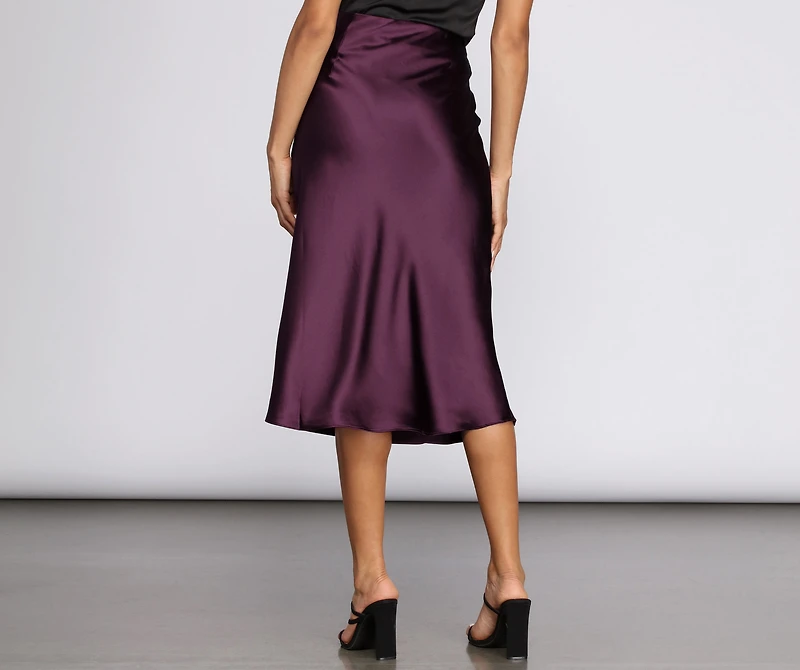 Minimalist Satin Midi Skirt
