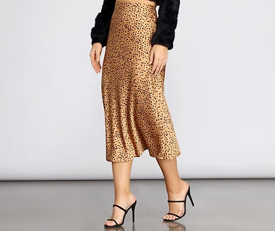 Spotted Flare Midi Skirt