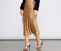 Spotted Flare Midi Skirt