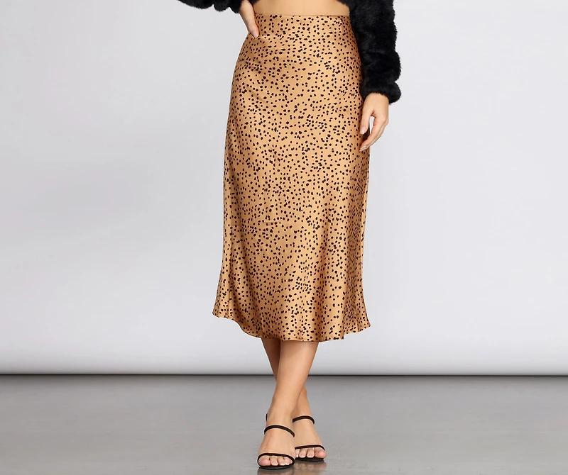 Spotted Flare Midi Skirt