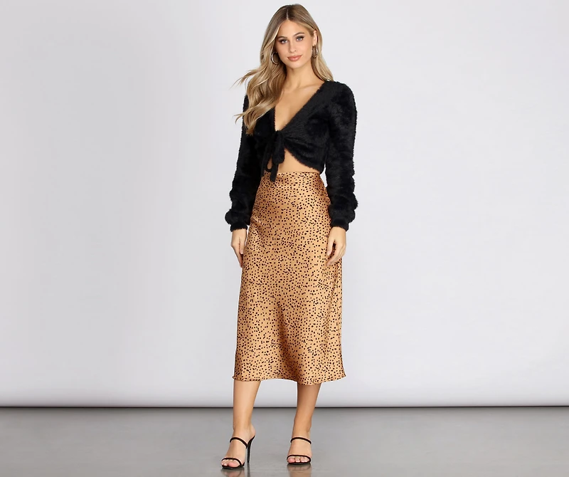 Spotted Flare Midi Skirt