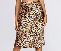 Flared Satin Midi Skirt