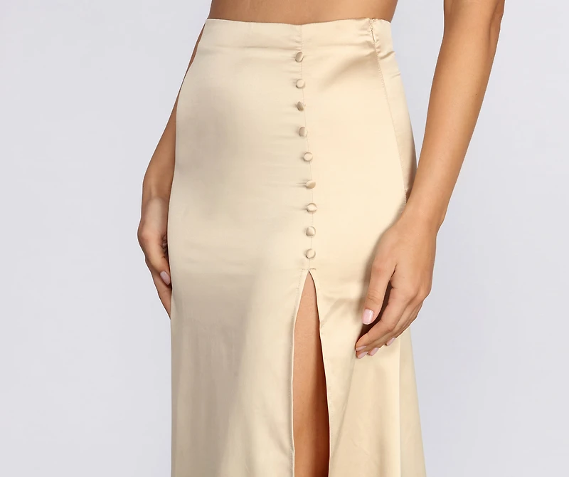 Buy Me A Drink Satin Midi Skirt