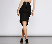 Faux Suede Asymmetrical Midi Skirt