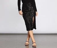 Sequined For The Season Midi Skirt