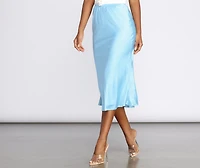 Make Your Move Satin Flare Midi Skirt