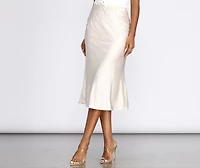 Make Your Move Satin Flare Midi Skirt