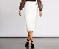 Shimmer Satin Midi Skirt