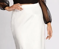 Shimmer Satin Midi Skirt