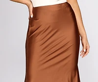 Make Your Move Satin Flare Midi Skirt