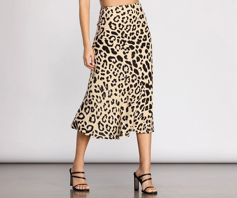 Feline Fierce Flared Midi Skirt