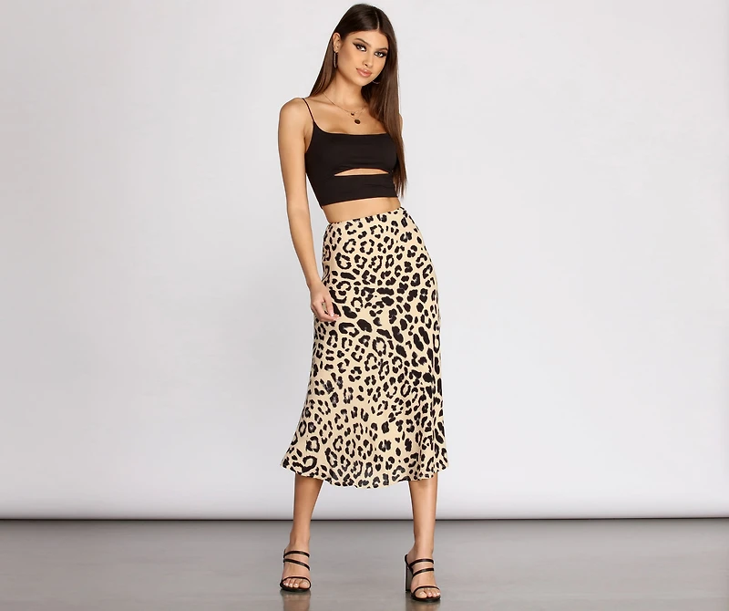 Feline Fierce Flared Midi Skirt
